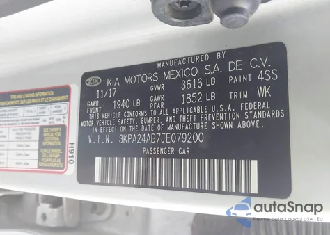 2018 Kia Rio S from USA, damaged, VIN 3KPA24AB7JE079200